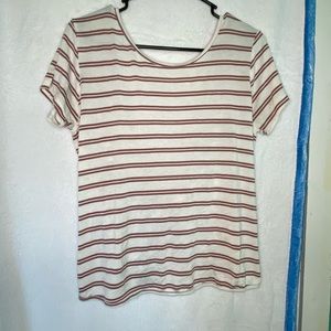 T shirt with open back striped design